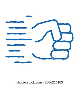 Fast Fist Hit sketch icon vector. Hand drawn blue doodle line art Fast Fist Hit sign. isolated symbol illustration