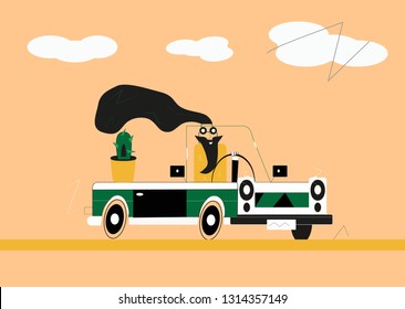 Fast flower delivery in the city and out of town in any weather. Flat style illustration