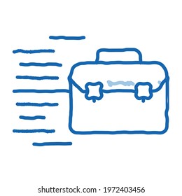 Fast Fly Case sketch icon vector. Hand drawn blue doodle line art Fast Fly Case sign. isolated symbol illustration
