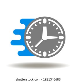 Fast Fly Moving Clock Vector Icon. Agile Symbol. Flexible Scrum Development Logo.