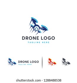Fast Flying Drone logo designs concept vector, Camera logo template