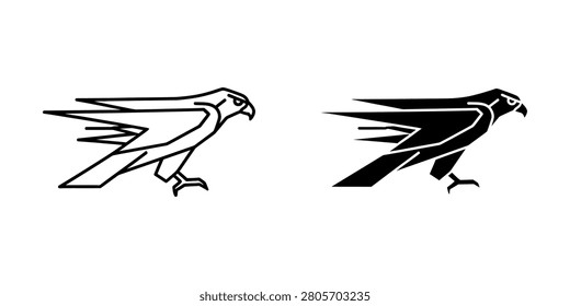 Fast flying raptor hawk vector silhouette illustration with wildlife illustration silhouette minimalist birdofprey predator creature template
