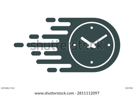 Fast flying speed clock icon vector illustration for time management business deadline and quick service