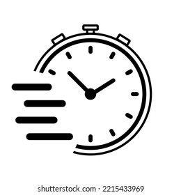 Fast flying time, round clock icon, white transparent clock face arrow icon round icon - Vector illustration