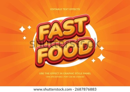 Fast food 3d editable text effect template. Typography headline food menu modern design.