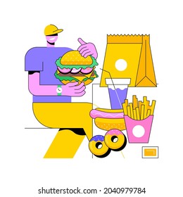 Fast food abstract concept vector illustration. American cuisine, chain restaurant, snack menu, takeout eating, street food festival, quick cooking recipe, fast meal delivery abstract metaphor.