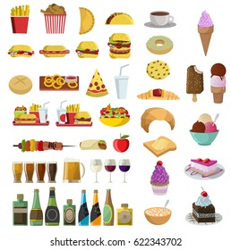 fast food alcohol bottles beer wine cups breakfast bakery and ice cream