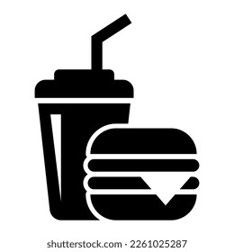 Fast food or food allowed icon. Hamburger and soft drink cup vector illustration.