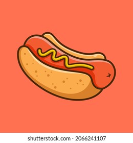 Fast food. American hot dog sandwich with mustard