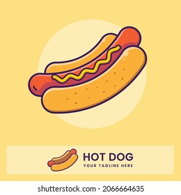 Fast food. American hot dog sandwich with mustard. Quality premium. Eps 10