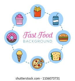 Fast food background. Can illustrate junk food, unhealthy eating, bad lifestyle.