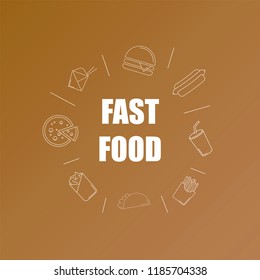 Fast food background from line icon. Linear vector pattern. Vector illustration	