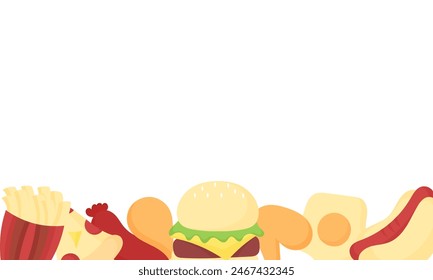 fast food background on white background