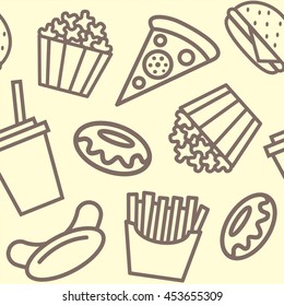 Fast food background pattern outline illustration