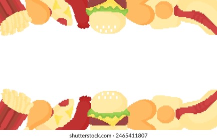 fast food background with pixel theme on white background