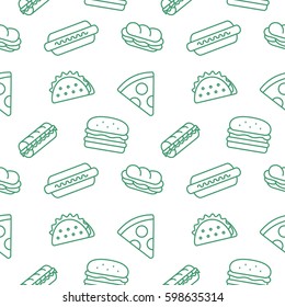 Fast Food background seamless pattern vector
