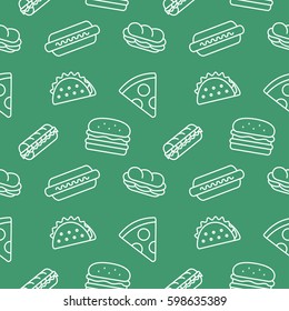 Fast Food background seamless pattern vector