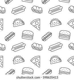 Fast Food background seamless pattern vector