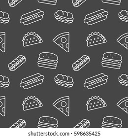 Fast Food background seamless pattern vector