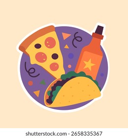 Fast food fundo vetor padrão brilhante sem emenda