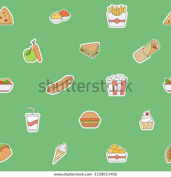Fast Food Background Vector Color Seamless Stock Vector (Royalty Free ...