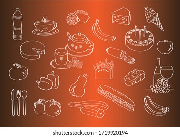 Fast Food Hintergrund, Vektorgrafiken von Lebensmitteln und Getränken