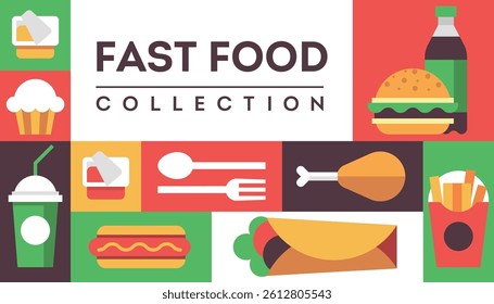 Fast food background vector menu poster flyer bright pattern seamless