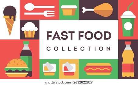 Fast food background vector menu poster flyer bright pattern seamless