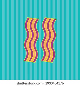 fast food, bacon, vector image with textured blue background