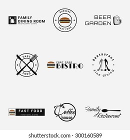 Fast food badges logos and labels can be used to design signage bistro, restaurant, cafe, on business cards and branding