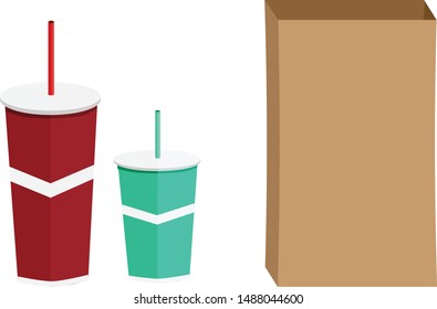 Fast Food Bag and Drinks