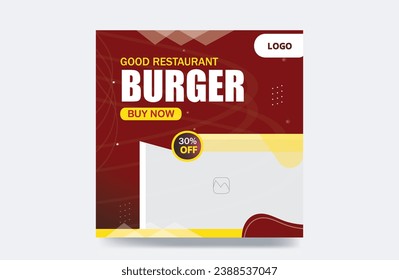 Fast food banner social media post restaurant pizza burger background cover template