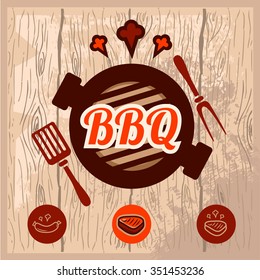 Fast food and BBQ Grill elements, Typographical Design Label or Sticer. Vector illustration.
