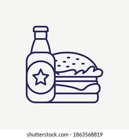 Fast Food Beer Burger Party Outline Vector Icon