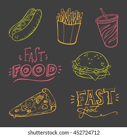 fast food, black background
