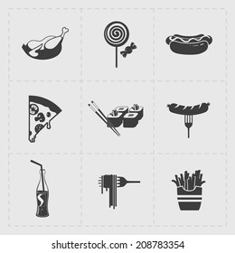 Fast Food Black Icon set on White