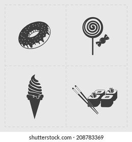 Fast Food Black Icon set on White