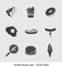 Fast Food Black Icon set on White