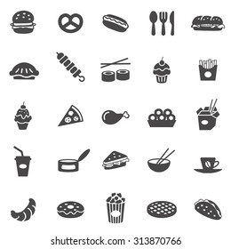 Fast Food Black Icons Set.Vector