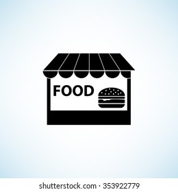 fast food -  black vector icon