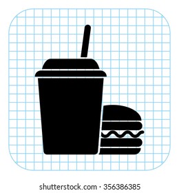 fast food - black  vector icon
