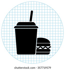 fast food -  black vector icon
