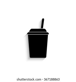 fast food - black vector  icon with shadow
