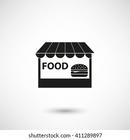 fast food - black vector  icon with shadow