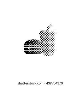 fast food - black vector icon;  halftone illustration