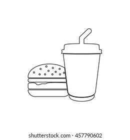 fast food  - black vector icon