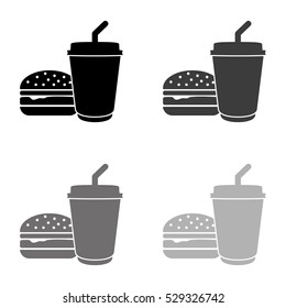 fast food  - black vector icon