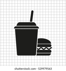fast food  - black vector icon