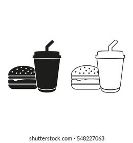 fast food  - black vector icon