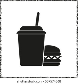 fast food  - black vector icon